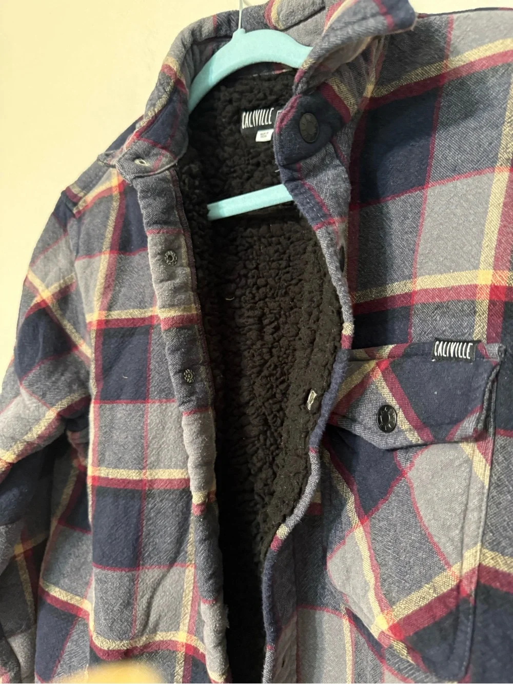 Calvin Klein Kids Navy Plaid Sherpa-Lined Jacket